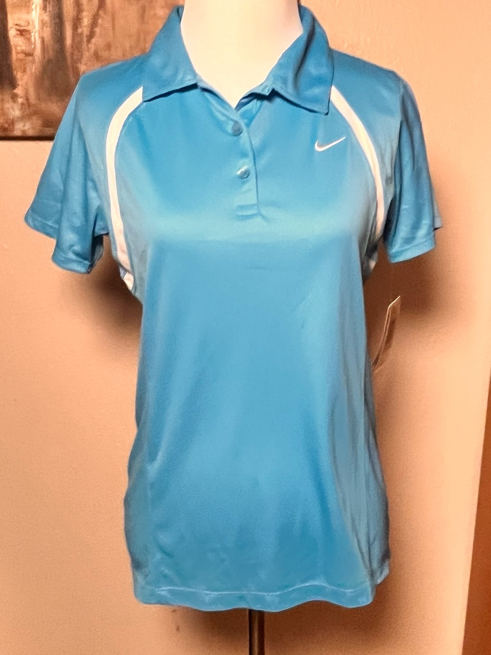 Nike Light Blue Short Sleeve Dri-FIT Polo with White Accents